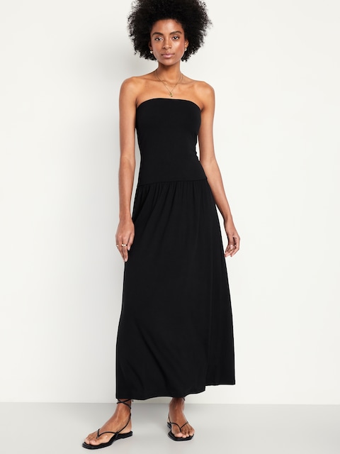 Robe longue ajustée et évasée à taille basse