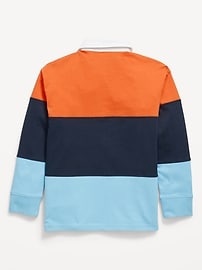 View large product image 3 of 3. Long-Sleeve Color-Block Polo Shirt for Boys