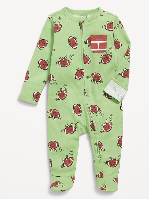 View large product image 1 of 3. Snug-Fit 2-Way-Zip Pocket Footed One-Piece for Baby