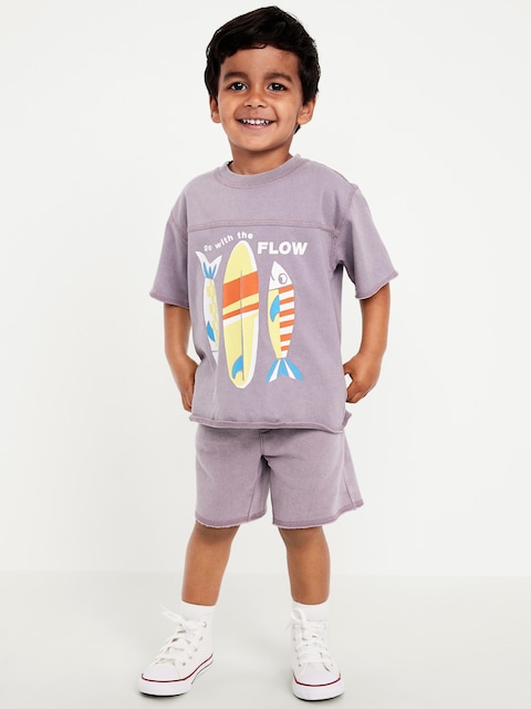 Short-Sleeve Graphic T-Shirt and Shorts Set for Toddler Boys