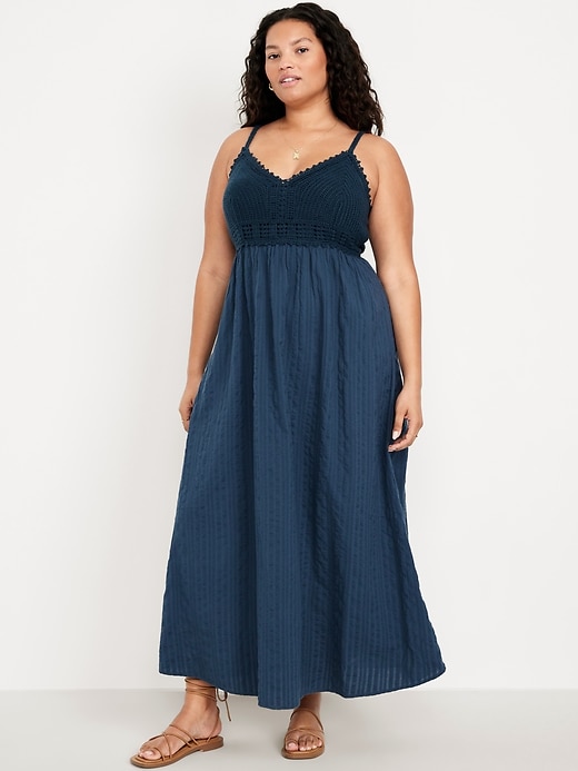 Image number 6 showing, Fit & Flare Crochet-Bodice Maxi Dress