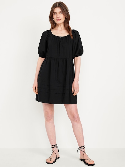 Robe courte trapèze à plis