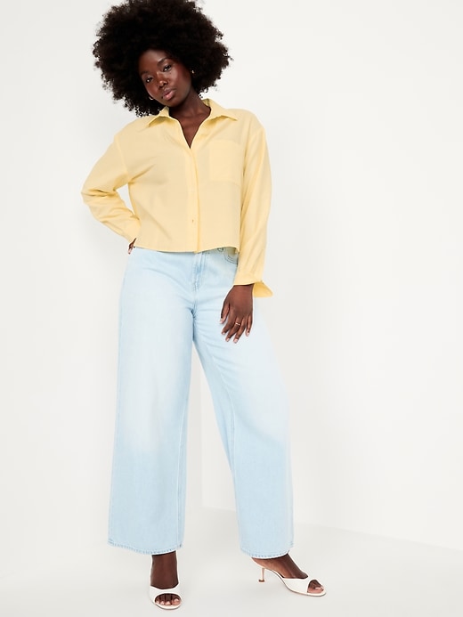 Image number 3 showing, Button-Down Oxford Crop Shirt