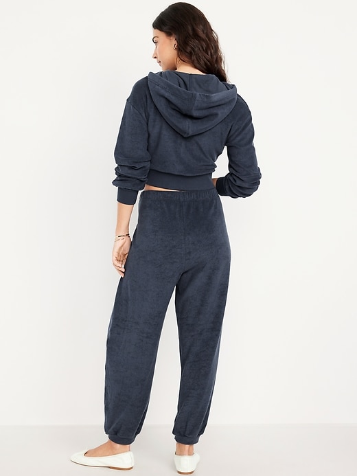 Image number 2 showing, High-Waisted Towel Terry Barrel Ankle Pants