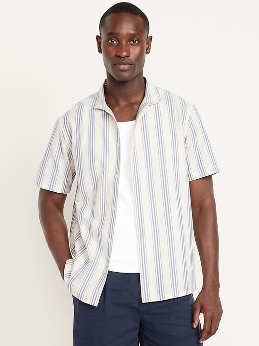 Image number 1 showing, Short-Sleeve Striped Oxford Camp Shirt