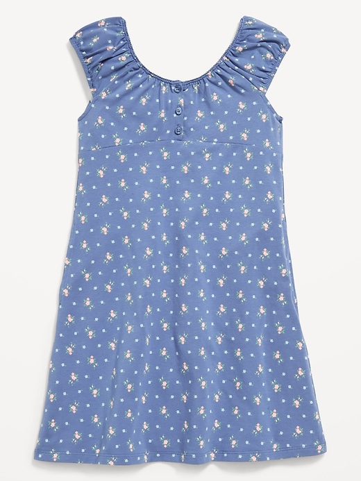 Image number 3 showing, Printed Short-Sleeve Henley Dress for Girls