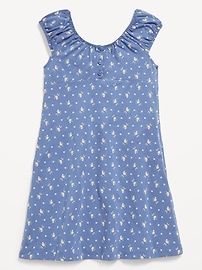 View large product image 3 of 4. Printed Short-Sleeve Henley Dress for Girls