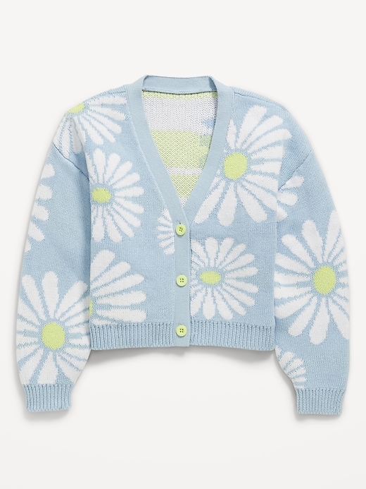 View large product image 2 of 2. Printed Button-Front Cardigan Sweater for Girls