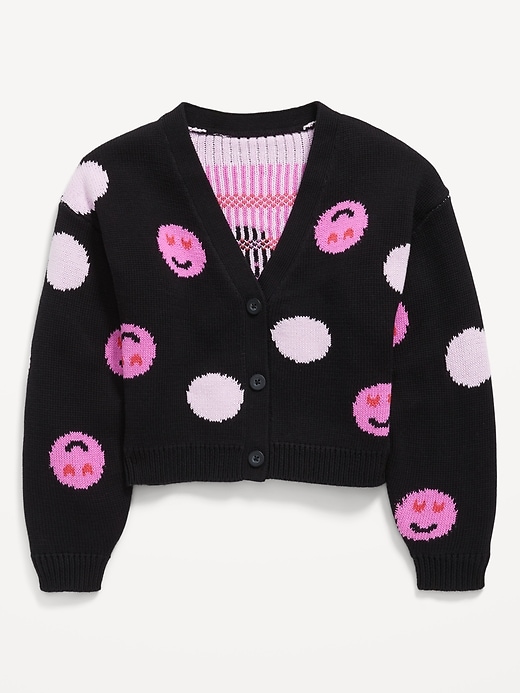 View large product image 2 of 2. Printed Button-Front Cardigan Sweater for Girls