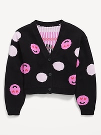 Image number 2 showing, Printed Button-Front Cardigan Sweater for Girls