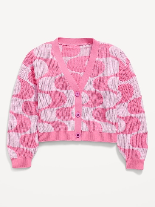 View large product image 2 of 2. Printed Button-Front Cardigan Sweater for Girls