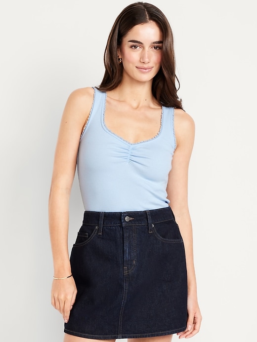 Image number 1 showing, Ribbed Cinched-Front Tank Top