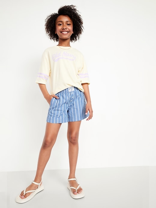 Image number 3 showing, Lightweight Printed Poplin Shorts for Girls