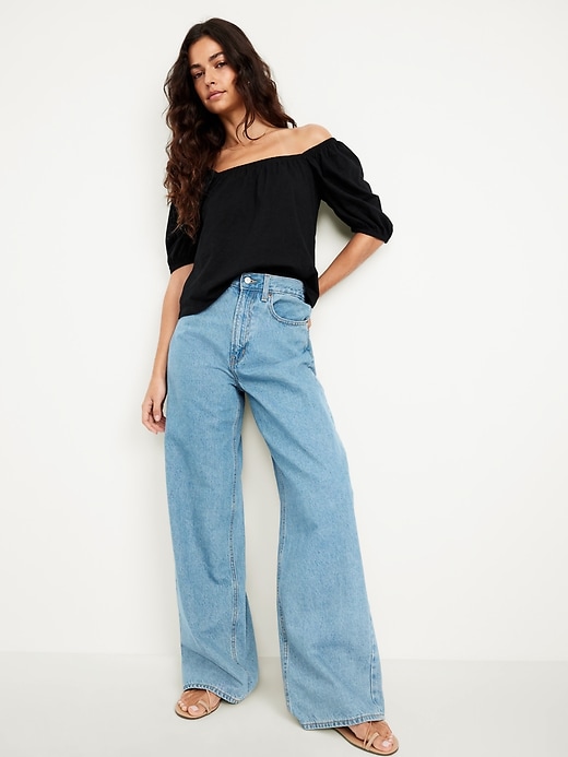 Image number 3 showing, Square-Neck Puff-Sleeve Top