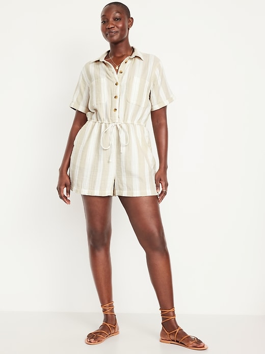 Image number 3 showing, Crinkle Gauze Button-Down Romper