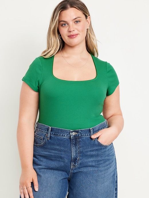 Image number 6 showing, Square-Neck Ribbed T-Shirt
