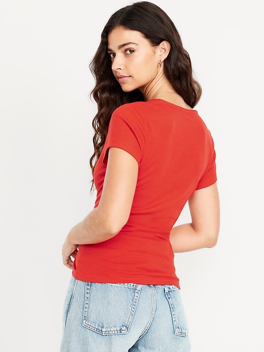 Image number 2 showing, Square-Neck Ribbed T-Shirt