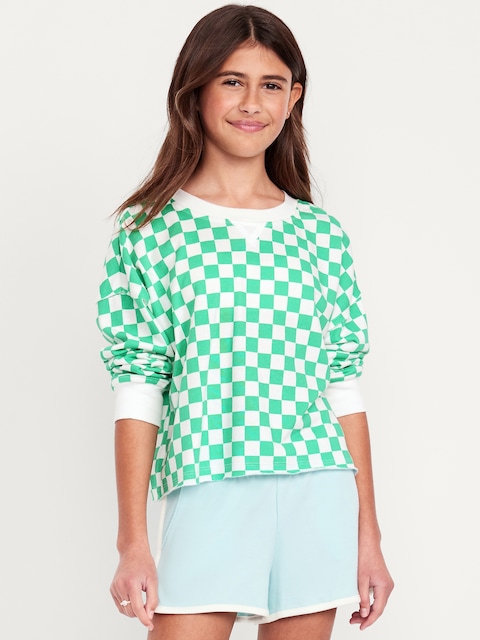 Chandail en jersey bouclette court à motif pour fille