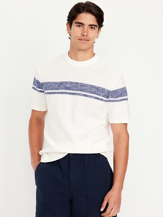Image number 1 showing, Short-Sleeve Striped Sweater