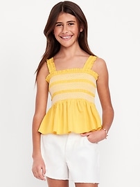 Image number 1 showing, Smocked Peplum Tank Top for Girls