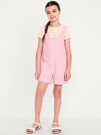 Image number 1 showing, Sleeveless Double-Weave Pocket Romper for Girls