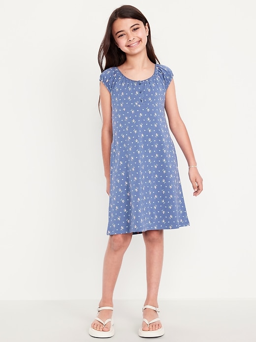 View large product image 1 of 4. Printed Short-Sleeve Henley Dress for Girls
