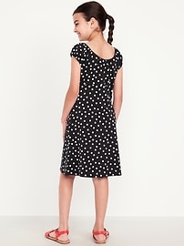 Image number 2 showing, Printed Short-Sleeve Henley Dress for Girls