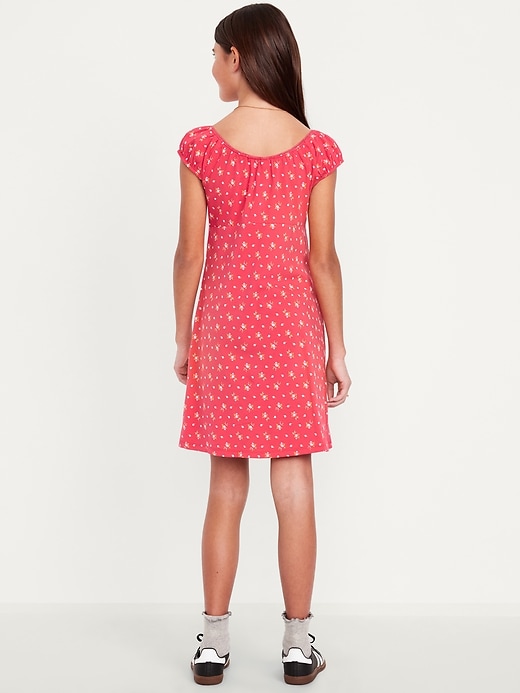 View large product image 2 of 4. Printed Short-Sleeve Henley Dress for Girls