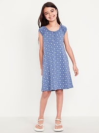 Image number 1 showing, Printed Short-Sleeve Henley Dress for Girls