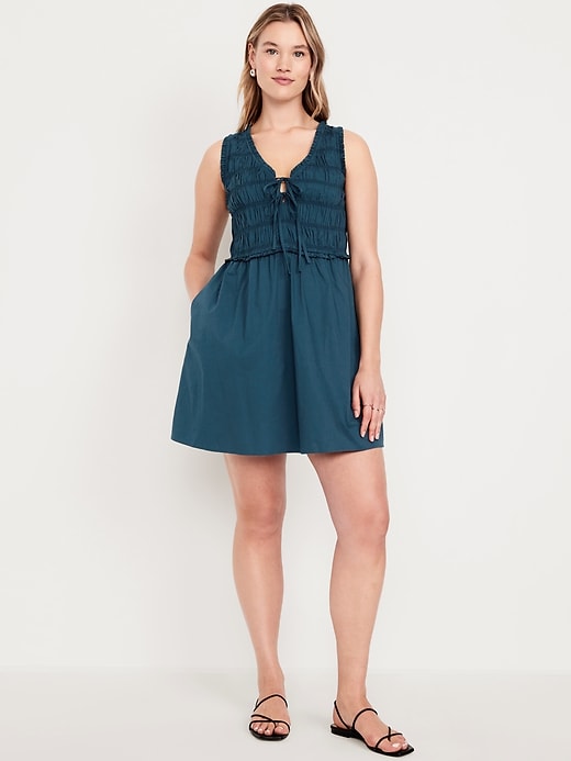 Image number 3 showing, Fit & Flare Smocked Bodice Mini Dress