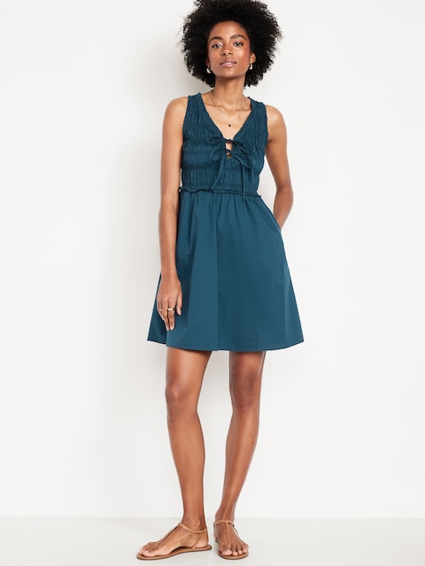 Fit & Flare Smocked Bodice Mini Dress
