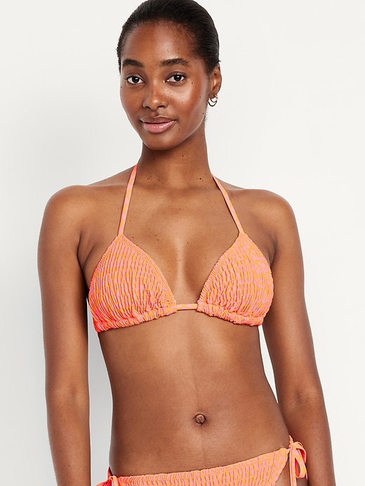 Image number 1 showing, Textured Triangle String Bikini Swim Top