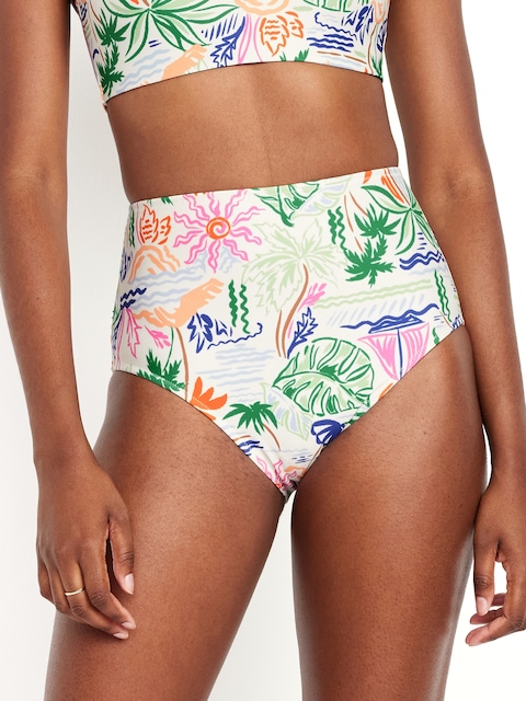 Matte High-Waisted Bikini Swim Bottoms