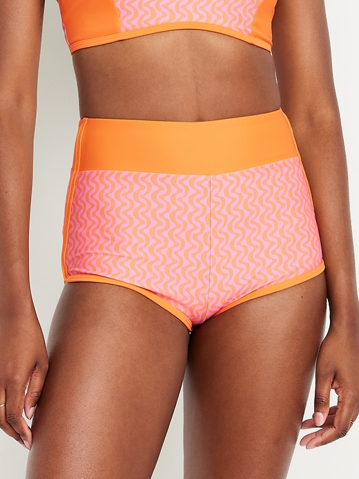 Image number 1 showing, High-Waisted Matte Swim Shorts
