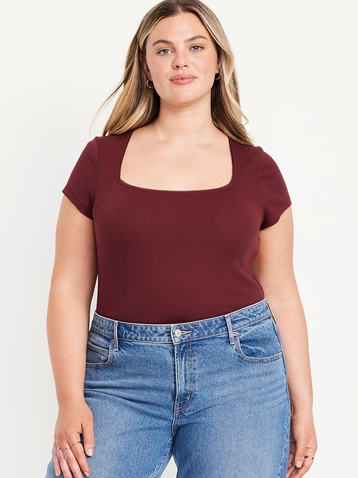 Image number 6 showing, Square-Neck Ribbed T-Shirt