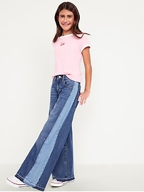 View large product image 3 of 5. Super Baggy Two-Tone Wide-Leg Jeans for Girls