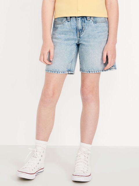 High-Waisted Jean Midi Shorts for Girls
