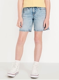 Image number 1 showing, High-Waisted Jean Midi Shorts for Girls
