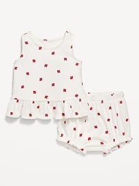 Image number 1 showing, Sleeveless Ribbed Ruffle-Trim Top and Shorts Set for Baby
