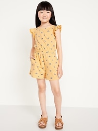 L'image numéro 1 présente Combinaison-short à motif à manches flottantes pour fille