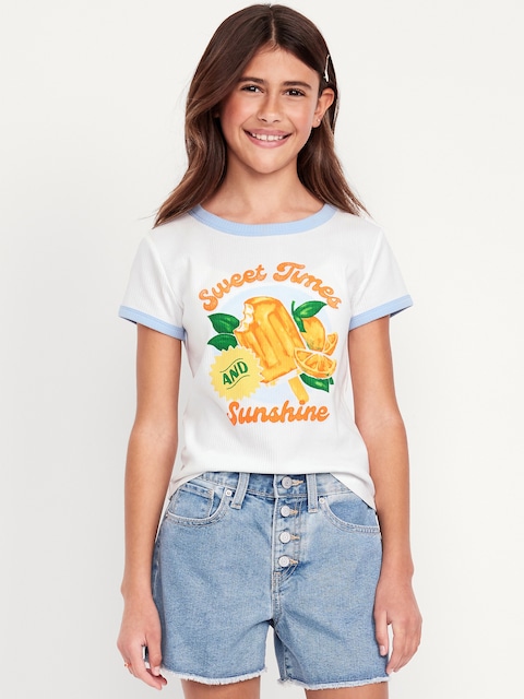 Fitted Ribbed Ringer T-Shirt for Girls
