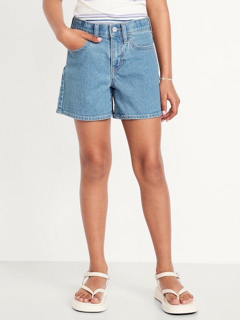 High-Waisted Jean Midi Shorts for Girls