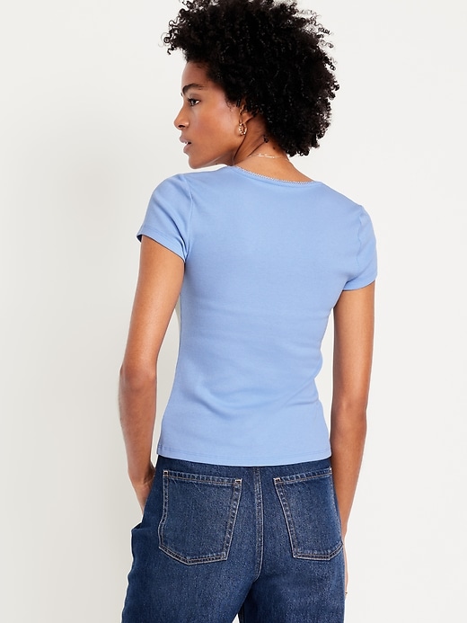 Image number 2 showing, Square-Neck Ribbed T-Shirt