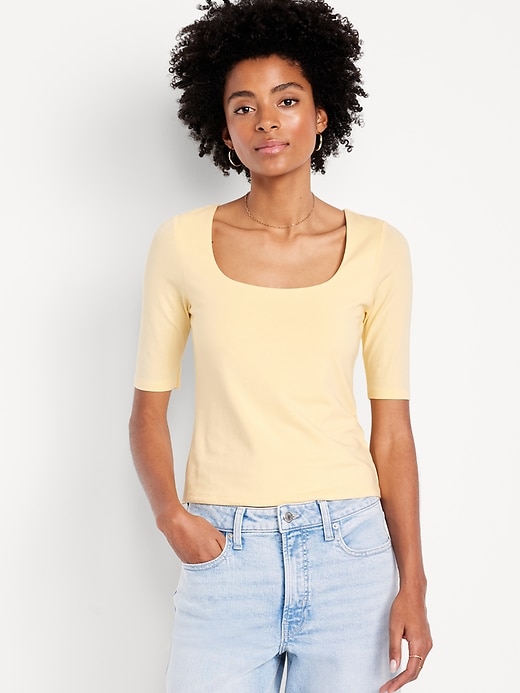 Image number 1 showing, Double-Layer Scoop-Neck T-Shirt