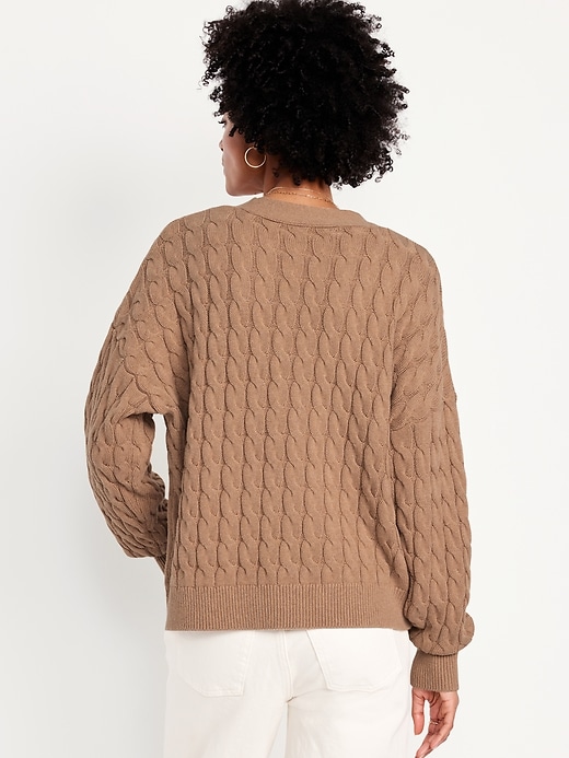 Image number 2 showing, Slouchy Cable-Knit Cardigan Sweater