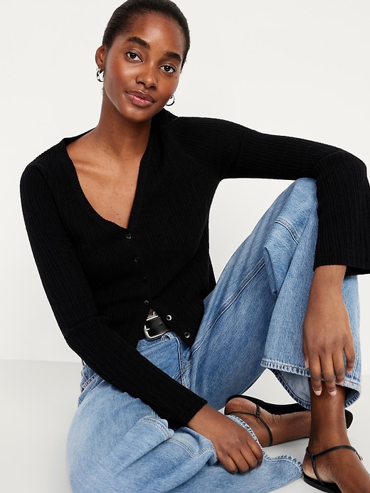 Image number 3 showing, Textured Bouclé Button-Down Sweater