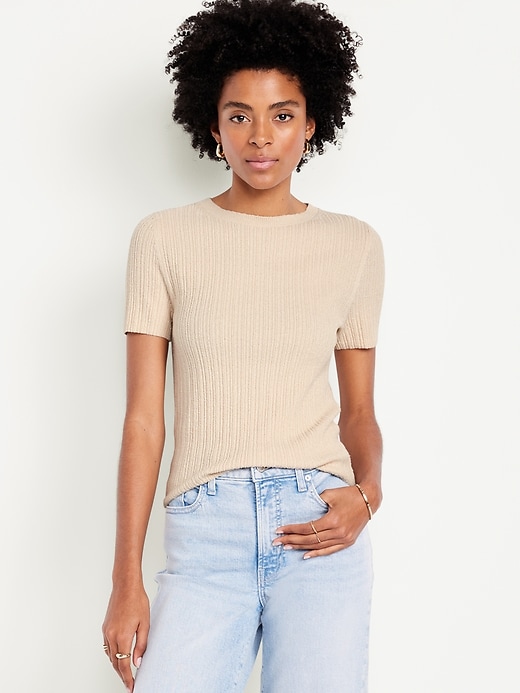 Image number 1 showing, Textured Bouclé T-Shirt