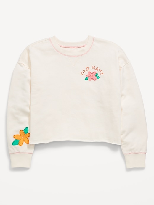 View large product image 1 of 1. Long-Sleeve Cropped French Terry Sweatshirt for Girls
