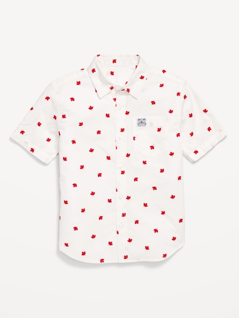Printed Short-Sleeve Poplin Shirt for Boys