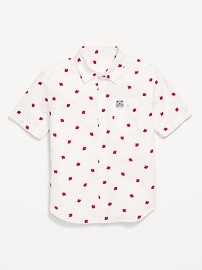 Image number 1 showing, Printed Short-Sleeve Poplin Shirt for Boys